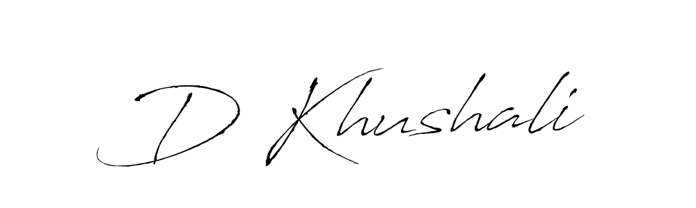 Design your own signature with our free online signature maker. With this signature software, you can create a handwritten (Antro_Vectra) signature for name D Khushali. D Khushali signature style 6 images and pictures png