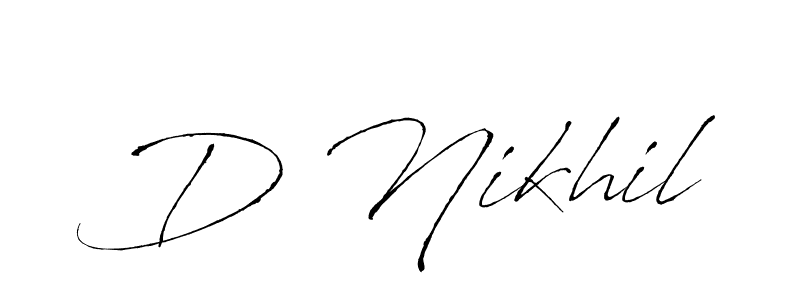 The best way (Antro_Vectra) to make a short signature is to pick only two or three words in your name. The name D Nikhil include a total of six letters. For converting this name. D Nikhil signature style 6 images and pictures png