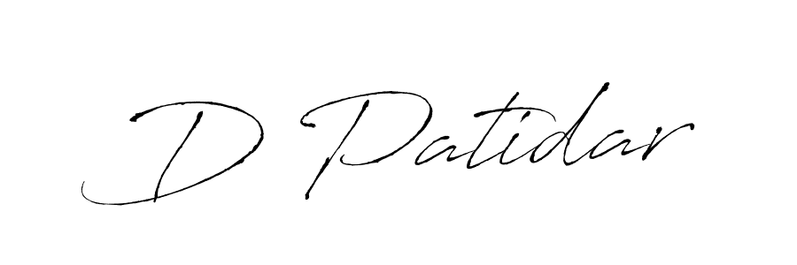 Use a signature maker to create a handwritten signature online. With this signature software, you can design (Antro_Vectra) your own signature for name D Patidar. D Patidar signature style 6 images and pictures png