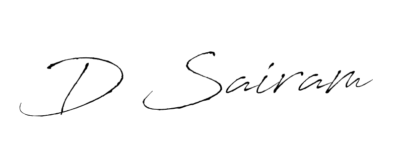 The best way (Antro_Vectra) to make a short signature is to pick only two or three words in your name. The name D Sairam include a total of six letters. For converting this name. D Sairam signature style 6 images and pictures png