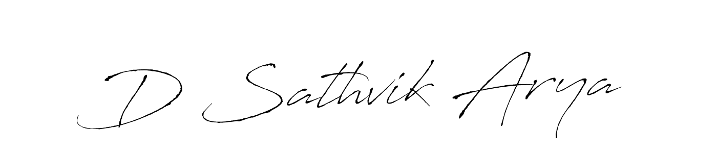 Make a beautiful signature design for name D Sathvik Arya. With this signature (Antro_Vectra) style, you can create a handwritten signature for free. D Sathvik Arya signature style 6 images and pictures png
