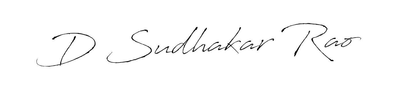 The best way (Antro_Vectra) to make a short signature is to pick only two or three words in your name. The name D Sudhakar Rao include a total of six letters. For converting this name. D Sudhakar Rao signature style 6 images and pictures png