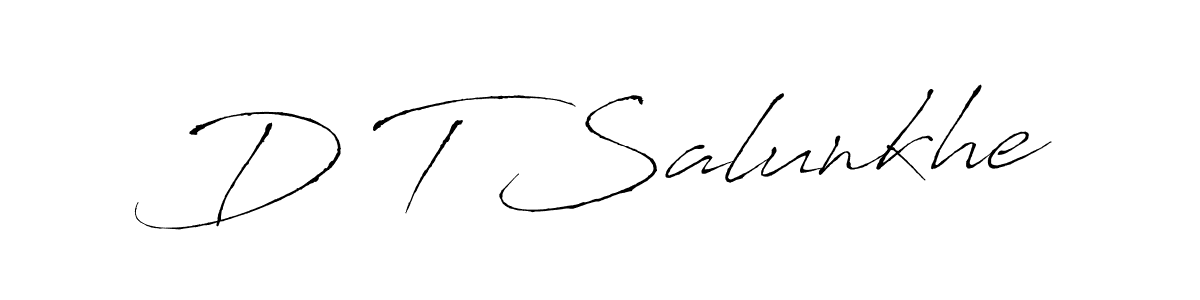 How to make D T Salunkhe name signature. Use Antro_Vectra style for creating short signs online. This is the latest handwritten sign. D T Salunkhe signature style 6 images and pictures png