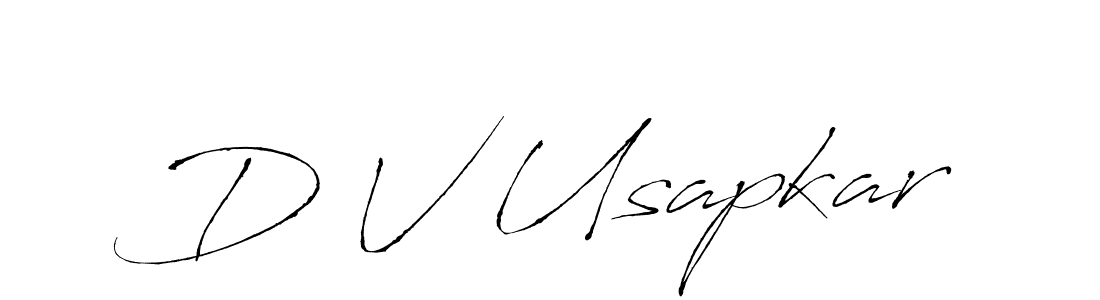 Antro_Vectra is a professional signature style that is perfect for those who want to add a touch of class to their signature. It is also a great choice for those who want to make their signature more unique. Get D V Usapkar name to fancy signature for free. D V Usapkar signature style 6 images and pictures png