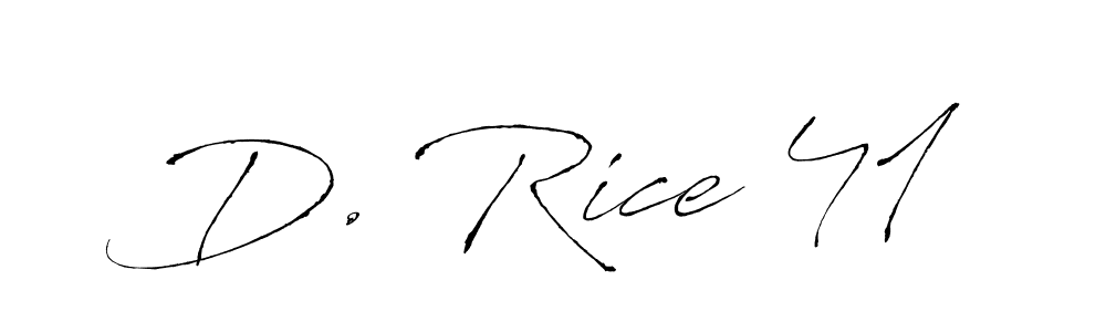 Similarly Antro_Vectra is the best handwritten signature design. Signature creator online .You can use it as an online autograph creator for name D. Rice 41. D. Rice 41 signature style 6 images and pictures png