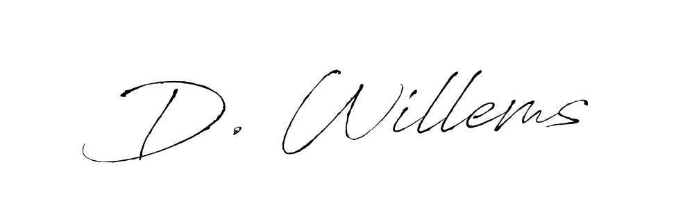 The best way (Antro_Vectra) to make a short signature is to pick only two or three words in your name. The name D. Willems include a total of six letters. For converting this name. D. Willems signature style 6 images and pictures png