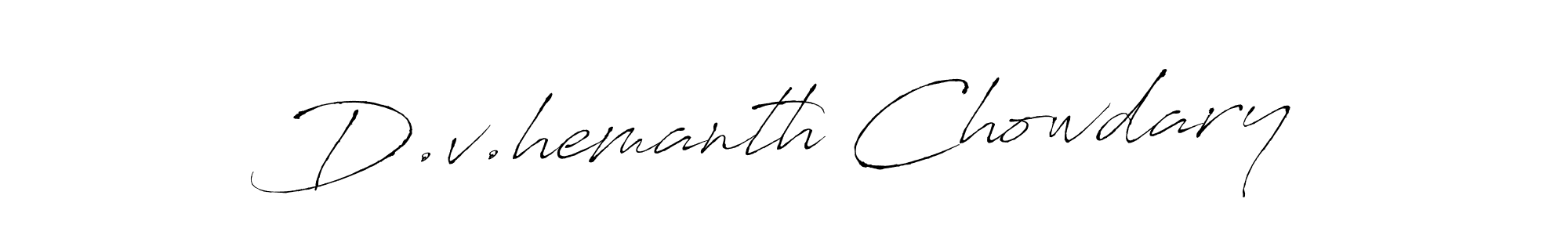 The best way (Antro_Vectra) to make a short signature is to pick only two or three words in your name. The name D.v.hemanth Chowdary include a total of six letters. For converting this name. D.v.hemanth Chowdary signature style 6 images and pictures png