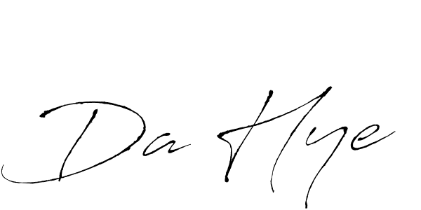 The best way (Antro_Vectra) to make a short signature is to pick only two or three words in your name. The name Da Hye include a total of six letters. For converting this name. Da Hye signature style 6 images and pictures png