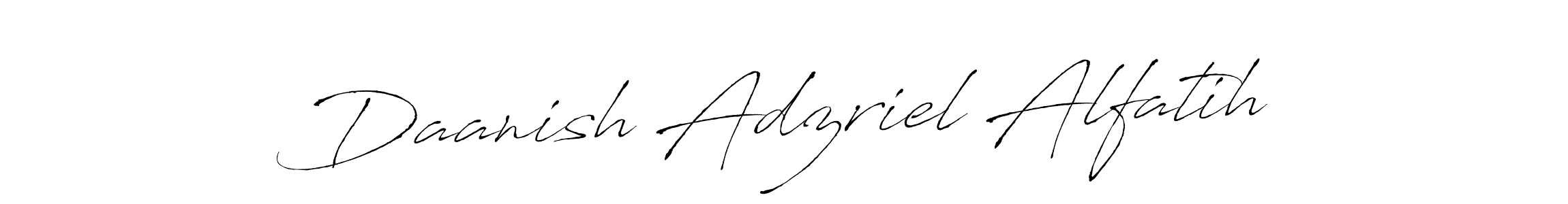 This is the best signature style for the Daanish Adzriel Alfatih name. Also you like these signature font (Antro_Vectra). Mix name signature. Daanish Adzriel Alfatih signature style 6 images and pictures png