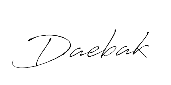 Make a beautiful signature design for name Daebak. With this signature (Antro_Vectra) style, you can create a handwritten signature for free. Daebak signature style 6 images and pictures png