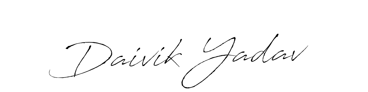 The best way (Antro_Vectra) to make a short signature is to pick only two or three words in your name. The name Daivik Yadav include a total of six letters. For converting this name. Daivik Yadav signature style 6 images and pictures png