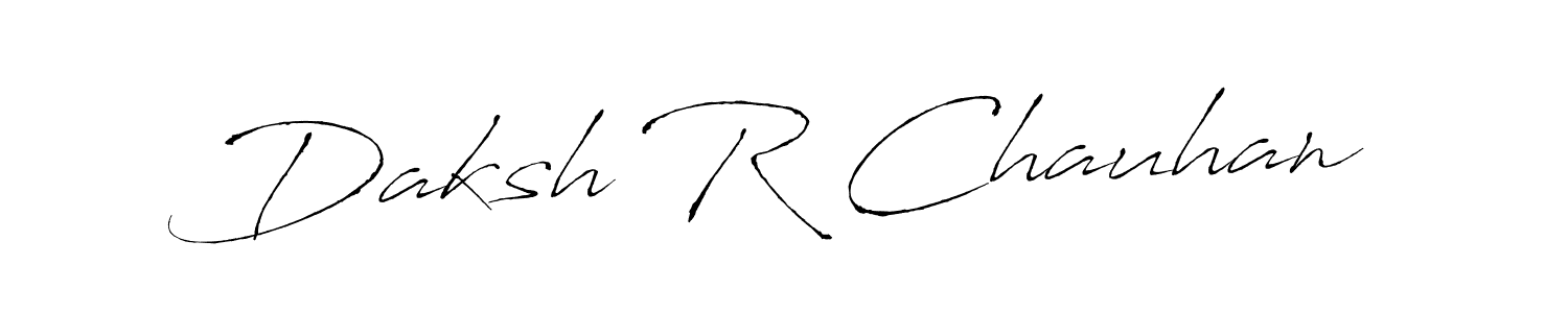 How to make Daksh R Chauhan name signature. Use Antro_Vectra style for creating short signs online. This is the latest handwritten sign. Daksh R Chauhan signature style 6 images and pictures png