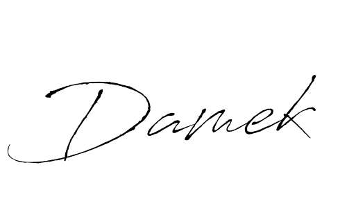 Design your own signature with our free online signature maker. With this signature software, you can create a handwritten (Antro_Vectra) signature for name Damek. Damek signature style 6 images and pictures png