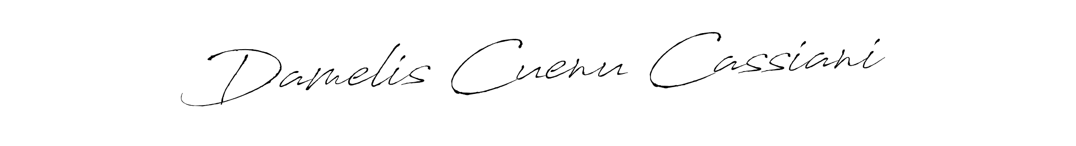 Make a beautiful signature design for name Damelis Cuenu Cassiani. With this signature (Antro_Vectra) style, you can create a handwritten signature for free. Damelis Cuenu Cassiani signature style 6 images and pictures png