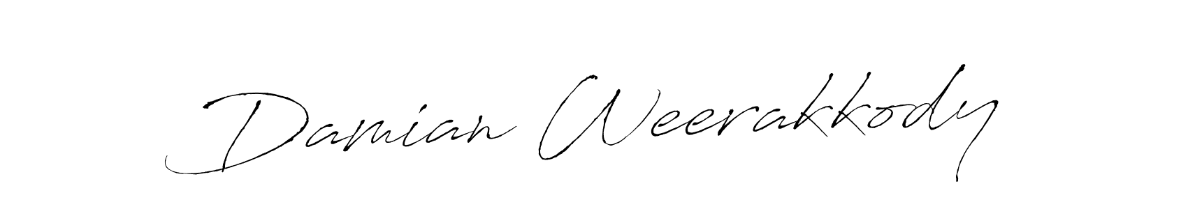 How to make Damian Weerakkody name signature. Use Antro_Vectra style for creating short signs online. This is the latest handwritten sign. Damian Weerakkody signature style 6 images and pictures png