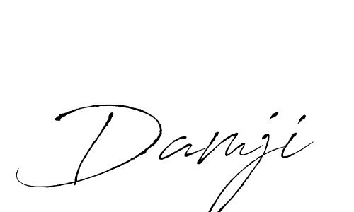 Make a beautiful signature design for name Damji. With this signature (Antro_Vectra) style, you can create a handwritten signature for free. Damji signature style 6 images and pictures png