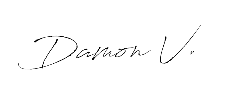 How to make Damon V. name signature. Use Antro_Vectra style for creating short signs online. This is the latest handwritten sign. Damon V. signature style 6 images and pictures png
