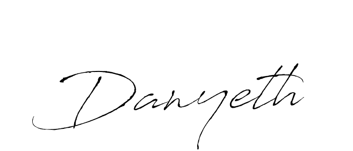 Use a signature maker to create a handwritten signature online. With this signature software, you can design (Antro_Vectra) your own signature for name Danyeth. Danyeth signature style 6 images and pictures png