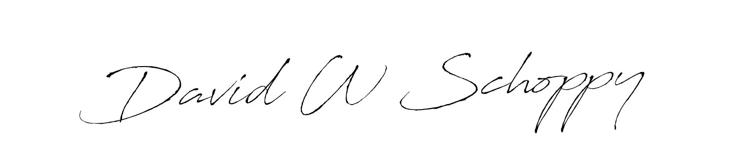 How to make David W Schoppy name signature. Use Antro_Vectra style for creating short signs online. This is the latest handwritten sign. David W Schoppy signature style 6 images and pictures png