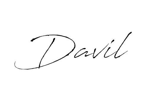 Use a signature maker to create a handwritten signature online. With this signature software, you can design (Antro_Vectra) your own signature for name Davil. Davil signature style 6 images and pictures png