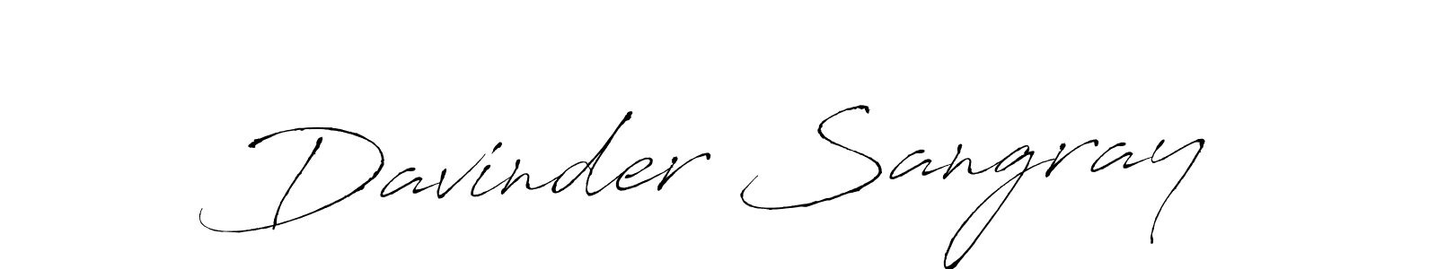 The best way (Antro_Vectra) to make a short signature is to pick only two or three words in your name. The name Davinder Sangray include a total of six letters. For converting this name. Davinder Sangray signature style 6 images and pictures png
