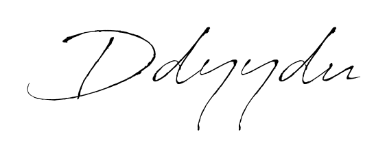 A sleek calligraphic signature for name Ddyydu utilizing Antro_Vectra styling. Great for adding personal signatures to photos and art. Ddyydu signature style 6 images and pictures png