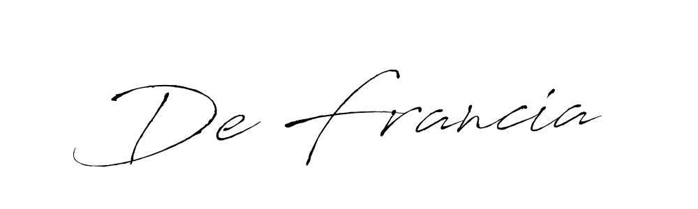 Antro_Vectra is a professional signature style that is perfect for those who want to add a touch of class to their signature. It is also a great choice for those who want to make their signature more unique. Get De Francia name to fancy signature for free. De Francia signature style 6 images and pictures png