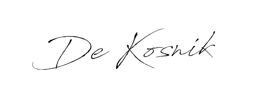 Make a beautiful signature design for name De Kosnik. With this signature (Antro_Vectra) style, you can create a handwritten signature for free. De Kosnik signature style 6 images and pictures png