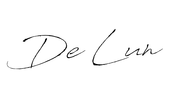 Make a beautiful signature design for name De Lun. With this signature (Antro_Vectra) style, you can create a handwritten signature for free. De Lun signature style 6 images and pictures png