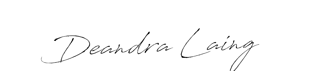 How to make Deandra Laing name signature. Use Antro_Vectra style for creating short signs online. This is the latest handwritten sign. Deandra Laing signature style 6 images and pictures png