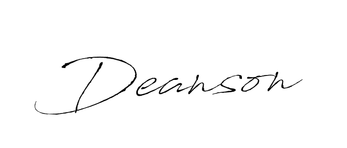 Use a signature maker to create a handwritten signature online. With this signature software, you can design (Antro_Vectra) your own signature for name Deanson. Deanson signature style 6 images and pictures png