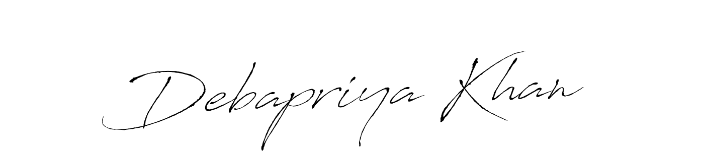 Antro_Vectra is a professional signature style that is perfect for those who want to add a touch of class to their signature. It is also a great choice for those who want to make their signature more unique. Get Debapriya Khan name to fancy signature for free. Debapriya Khan signature style 6 images and pictures png