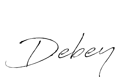 Use a signature maker to create a handwritten signature online. With this signature software, you can design (Antro_Vectra) your own signature for name Debey. Debey signature style 6 images and pictures png