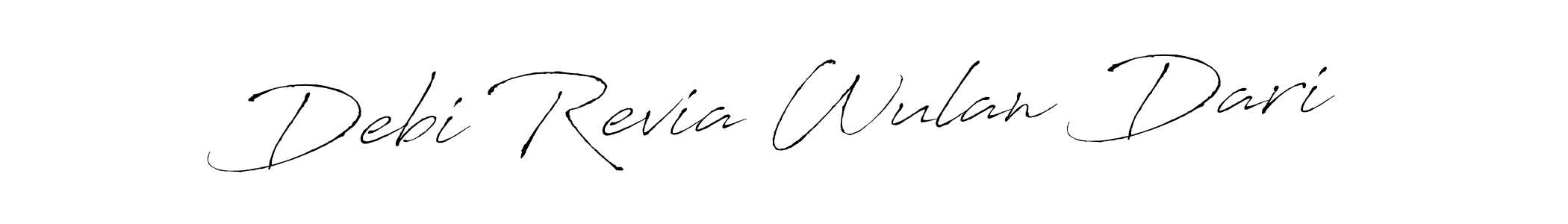 Antro_Vectra is a professional signature style that is perfect for those who want to add a touch of class to their signature. It is also a great choice for those who want to make their signature more unique. Get Debi Revia Wulan Dari name to fancy signature for free. Debi Revia Wulan Dari signature style 6 images and pictures png
