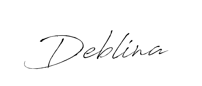 Use a signature maker to create a handwritten signature online. With this signature software, you can design (Antro_Vectra) your own signature for name Deblina. Deblina signature style 6 images and pictures png