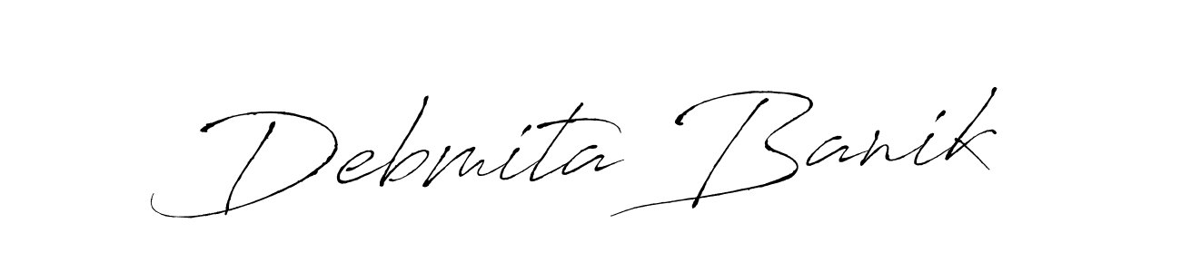 Design your own signature with our free online signature maker. With this signature software, you can create a handwritten (Antro_Vectra) signature for name Debmita Banik. Debmita Banik signature style 6 images and pictures png