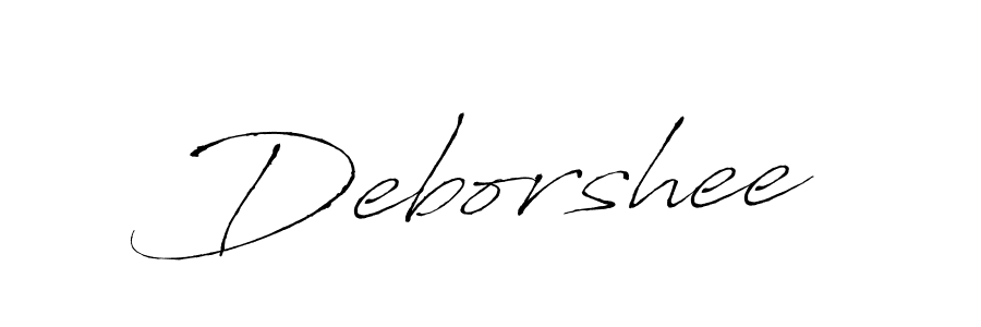 Use a signature maker to create a handwritten signature online. With this signature software, you can design (Antro_Vectra) your own signature for name Deborshee. Deborshee signature style 6 images and pictures png