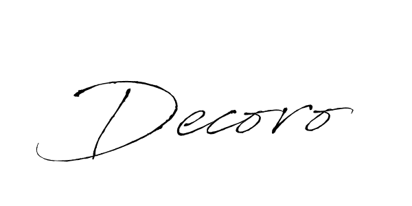 Make a beautiful signature design for name Decoro. With this signature (Antro_Vectra) style, you can create a handwritten signature for free. Decoro signature style 6 images and pictures png