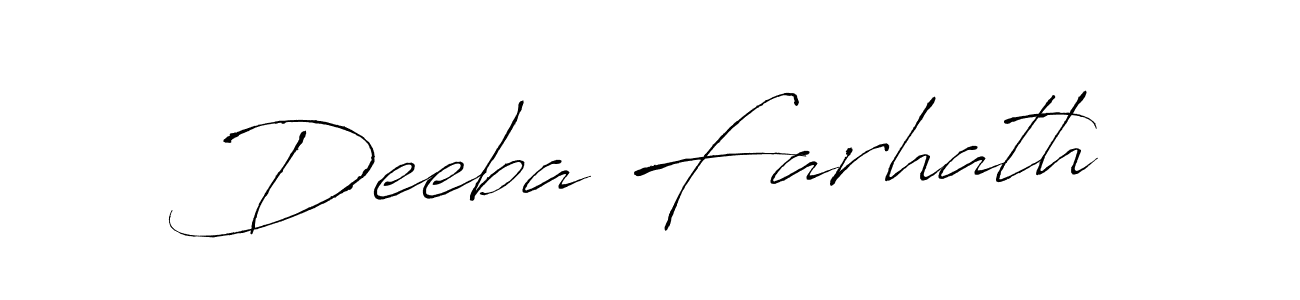 The best way (Antro_Vectra) to make a short signature is to pick only two or three words in your name. The name Deeba Farhath include a total of six letters. For converting this name. Deeba Farhath signature style 6 images and pictures png