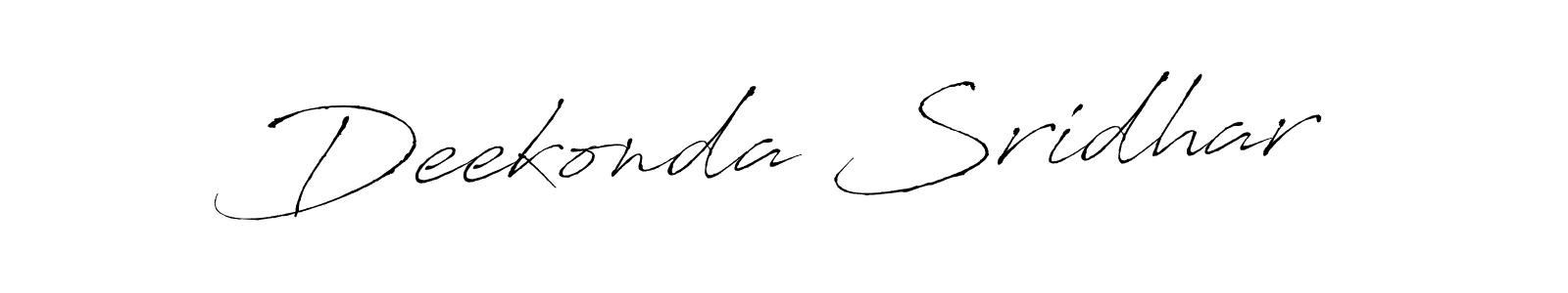 The best way (Antro_Vectra) to make a short signature is to pick only two or three words in your name. The name Deekonda Sridhar include a total of six letters. For converting this name. Deekonda Sridhar signature style 6 images and pictures png