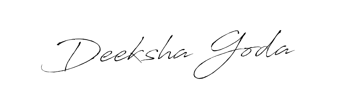 Create a beautiful signature design for name Deeksha Goda. With this signature (Antro_Vectra) fonts, you can make a handwritten signature for free. Deeksha Goda signature style 6 images and pictures png