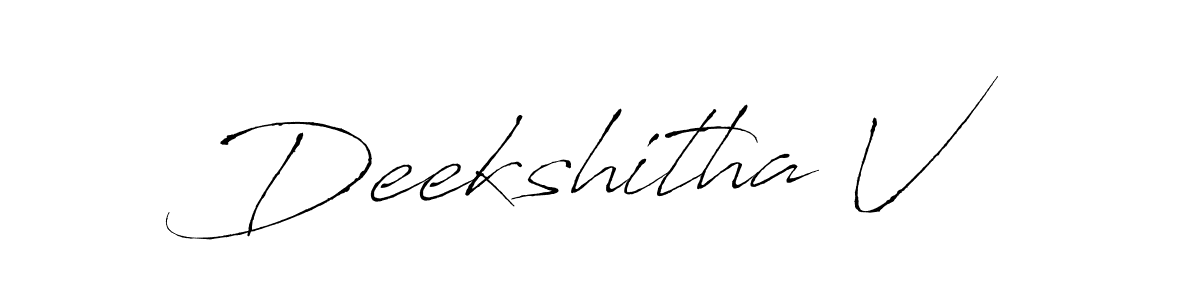 Create a beautiful signature design for name Deekshitha V. With this signature (Antro_Vectra) fonts, you can make a handwritten signature for free. Deekshitha V signature style 6 images and pictures png