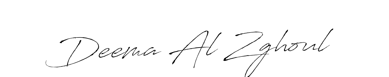 How to make Deema Al Zghoul name signature. Use Antro_Vectra style for creating short signs online. This is the latest handwritten sign. Deema Al Zghoul signature style 6 images and pictures png