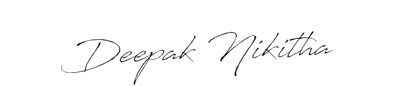 The best way (Antro_Vectra) to make a short signature is to pick only two or three words in your name. The name Deepak Nikitha include a total of six letters. For converting this name. Deepak Nikitha signature style 6 images and pictures png