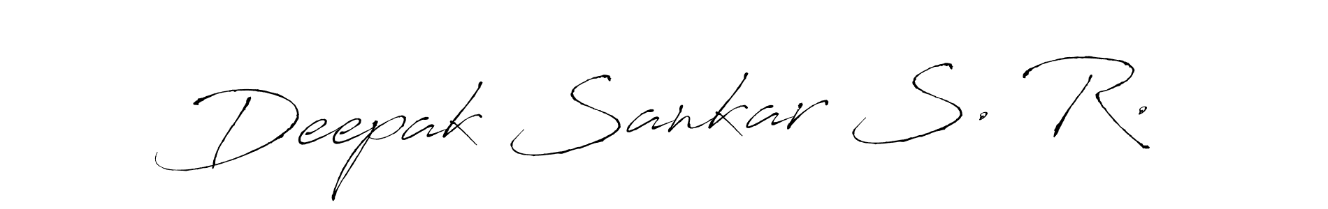 The best way (Antro_Vectra) to make a short signature is to pick only two or three words in your name. The name Deepak Sankar S. R. include a total of six letters. For converting this name. Deepak Sankar S. R. signature style 6 images and pictures png