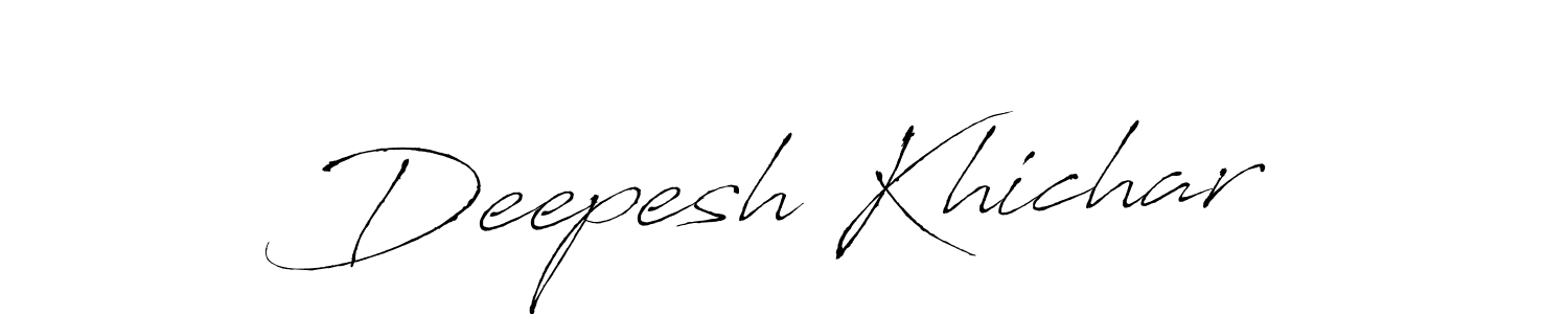 The best way (Antro_Vectra) to make a short signature is to pick only two or three words in your name. The name Deepesh Khichar include a total of six letters. For converting this name. Deepesh Khichar signature style 6 images and pictures png