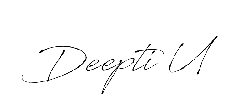 The best way (Antro_Vectra) to make a short signature is to pick only two or three words in your name. The name Deepti U include a total of six letters. For converting this name. Deepti U signature style 6 images and pictures png