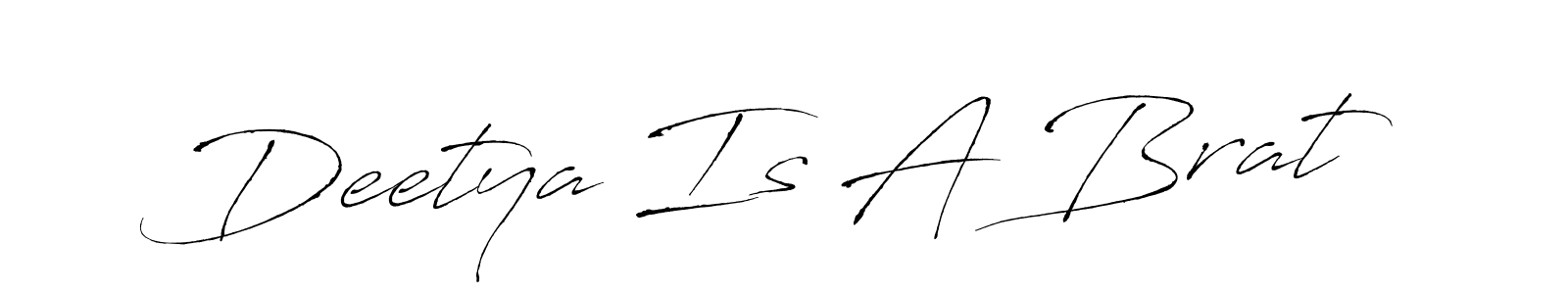 Design your own signature with our free online signature maker. With this signature software, you can create a handwritten (Antro_Vectra) signature for name Deetya Is A Brat. Deetya Is A Brat signature style 6 images and pictures png