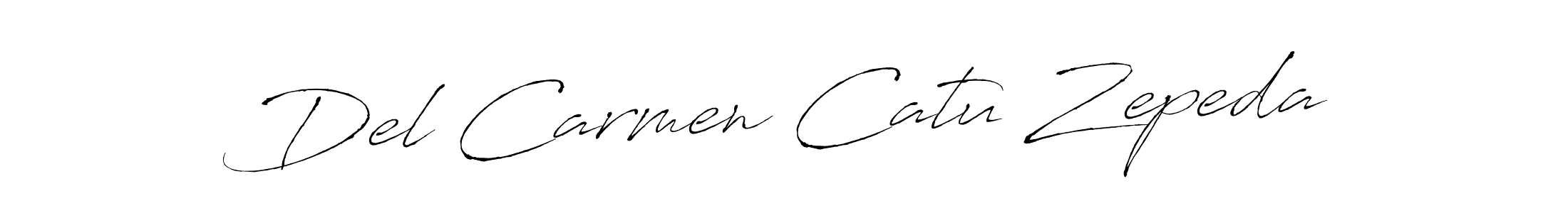 The best way (Antro_Vectra) to make a short signature is to pick only two or three words in your name. The name Del Carmen Catu Zepeda include a total of six letters. For converting this name. Del Carmen Catu Zepeda signature style 6 images and pictures png