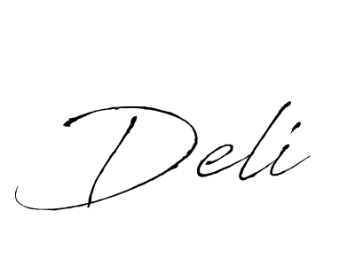 How to make Deli signature? Antro_Vectra is a professional autograph style. Create handwritten signature for Deli name. Deli signature style 6 images and pictures png